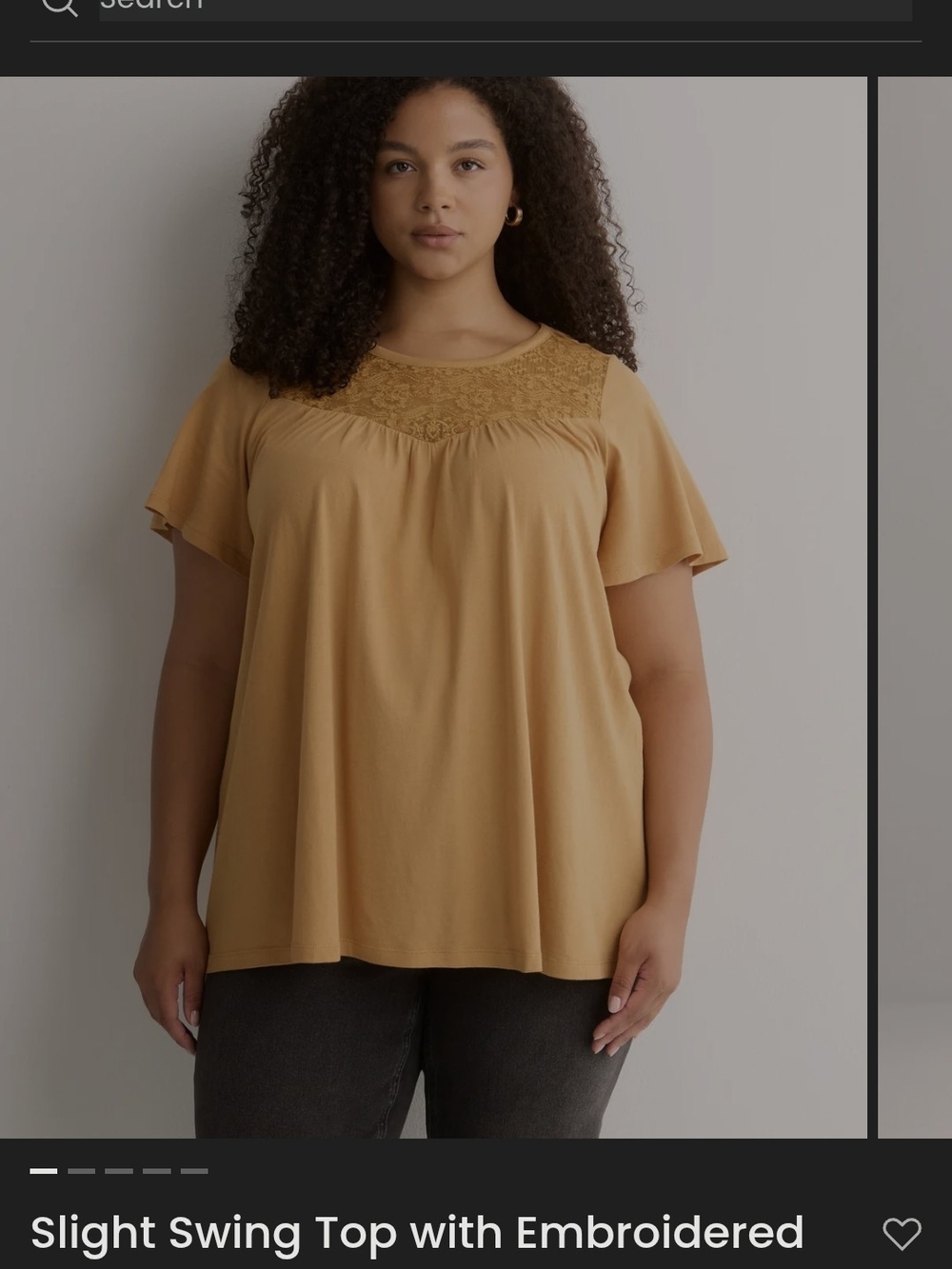 Penningtons Mustard Embroidered Yoke Swing Top